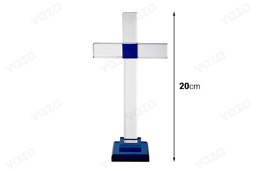 Kryq kristali me bazë në dy ngjyra - lartësia 20 cm Kryq kristali me bazë në dy ngjyra - lartësia 20 cm-imazh_dimensione