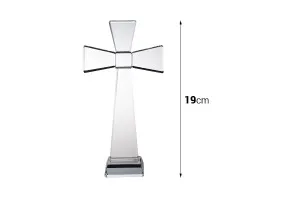 Croix en cristal avec socle d'une hauteur de 19 cm-2