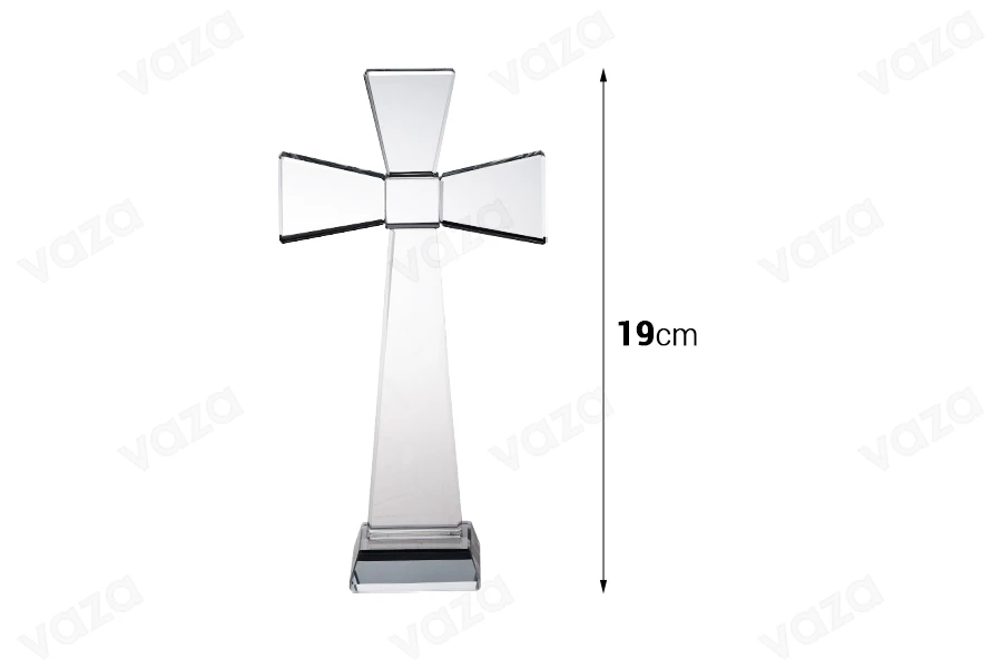 Kryq kristali me bazë - lartësi 19 cm Kryq kristali me bazë - lartësi 19 cm-imazh_dimensione
