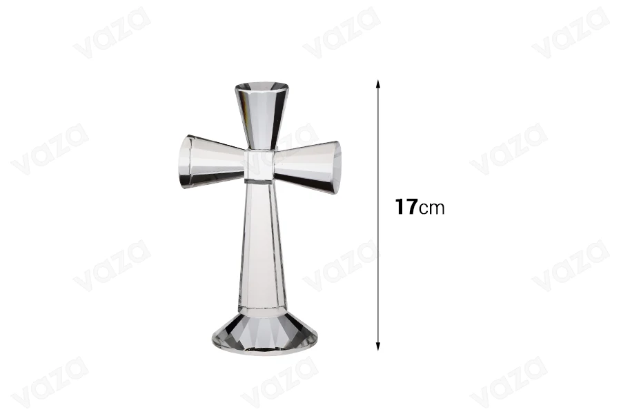 Σταυρός κρυστάλλινος με βάση - ύψος 17 cm-εικόνα_διαστάσεις