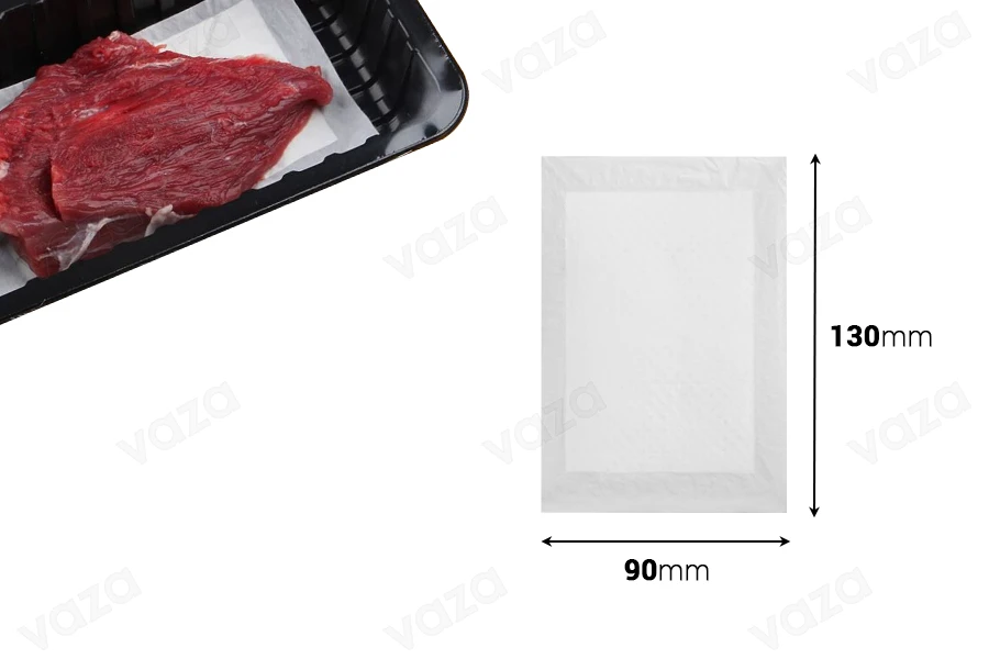 Chiffons absorbants pour la viande 130 x 90 mm de couleur blanche - 500 pcs-photo_dimensions
