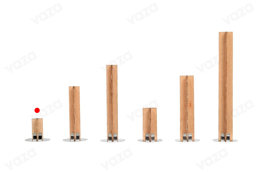 Fitil druri 10x20 mm në formën e një kryqi me bazë metalike për qirinj - 25 copë Fitil druri 10x20 mm në formën e një kryqi me bazë metalike për qirinj - 25 copë-