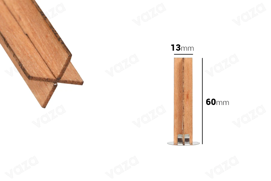 Fitil druri 13x60 mm në formë kryqi me bazë metalike për qirinj - 25 copë Fitil druri 13x60 mm në formë kryqi me bazë metalike për qirinj - 25 copë-εικόνα_διαστάσεις