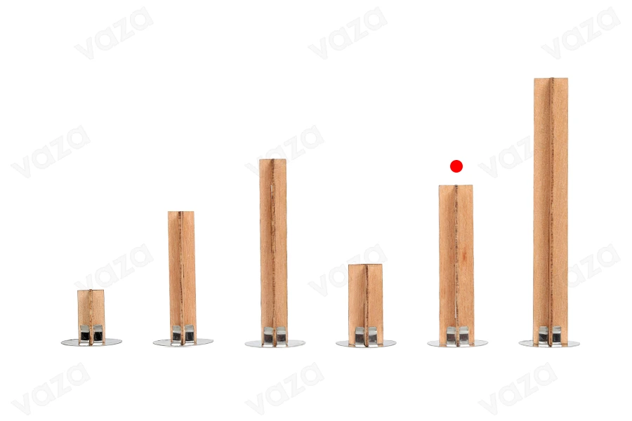 Fitil druri 13x60 mm në formë kryqi me bazë metalike për qirinj - 25 copë Fitil druri 13x60 mm në formë kryqi me bazë metalike për qirinj - 25 copë-