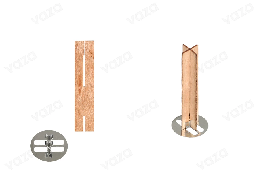 Fitil druri 13x60 mm në formë kryqi me bazë metalike për qirinj - 25 copë Fitil druri 13x60 mm në formë kryqi me bazë metalike për qirinj - 25 copë-εικόνα_προϊοντική