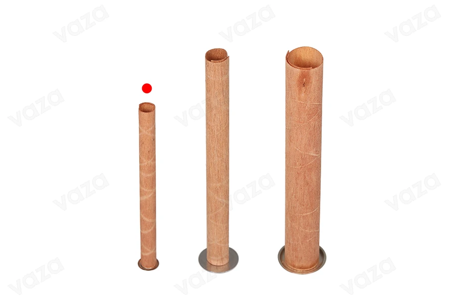 Holzdochte 6x90 mm zylindrisch mit Metallsockel für Kerzen - 25 Stück-