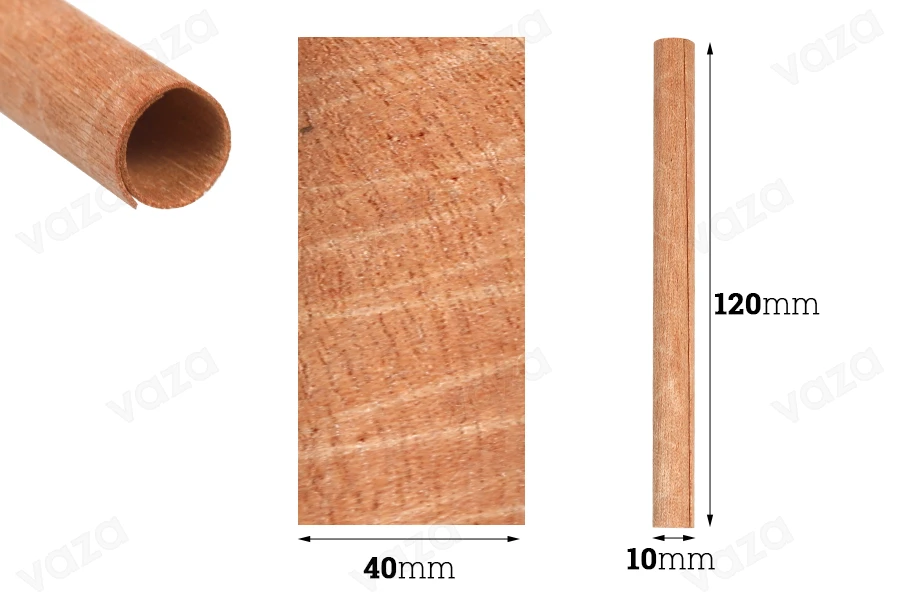 Φυτίλια ξύλινα 10x120 mm κυλινδρικά με μεταλλική βάση για κεριά - 25 τμχ-εικόνα_διαστάσεις