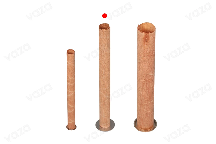 Φυτίλια ξύλινα 10x120 mm κυλινδρικά με μεταλλική βάση για κεριά - 25 τμχ-