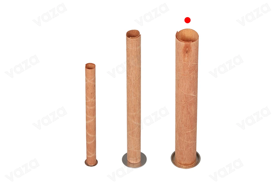 Φυτίλια ξύλινα 15x120 mm κυλινδρικά με μεταλλική βάση για κεριά - 25 τμχ-