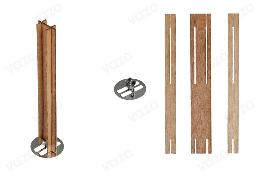 Φυτίλια ξύλινα 15x100 mm με μεταλλική βάση για κεριά - 5 τμχ-εικόνα_προϊοντική