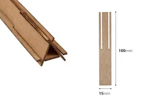 Φυτίλια ξύλινα 15x100 mm σε σχήμα πυραμίδας με μεταλλική βάση για κεριά  - 5 τμχ-2
