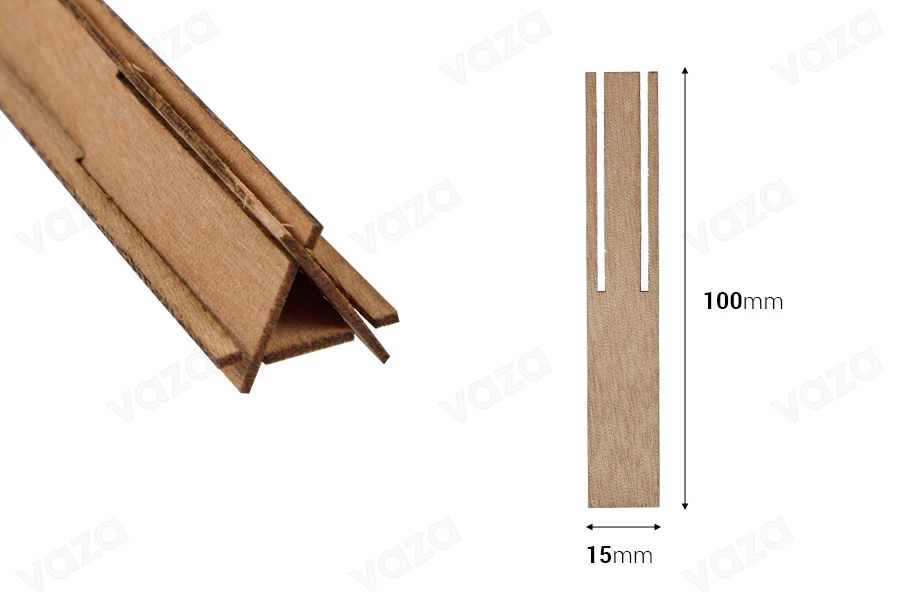 Φυτίλια ξύλινα 15x100 mm σε σχήμα πυραμίδας με μεταλλική βάση για κεριά  - 5 τμχ-εικόνα_διαστάσεις