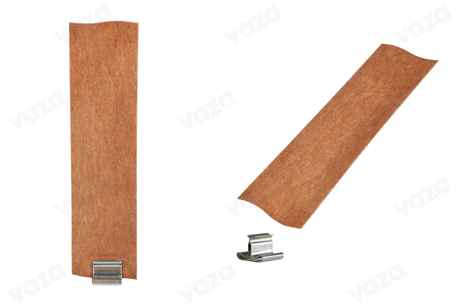 Φυτίλια ξύλινα 30x120 mm με μεταλλική βάση για κεριά - 25 τμχ-εικόνα_προϊοντική