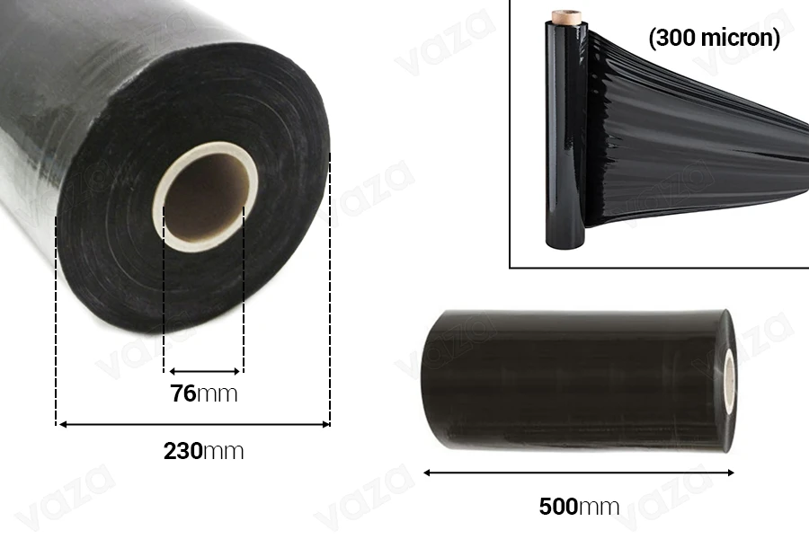Film estensibile colore nero - Larghezza: 500mm, peso: 15,5 kg-εικόνα_διαστάσεις