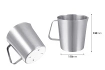 Edelstahlgefäß (inox) 1000ml mit Graduierung und Griff