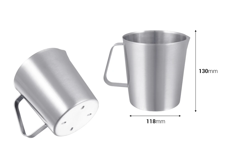 Edelstahlgefäß (inox) 1000ml mit Graduierung und Griff