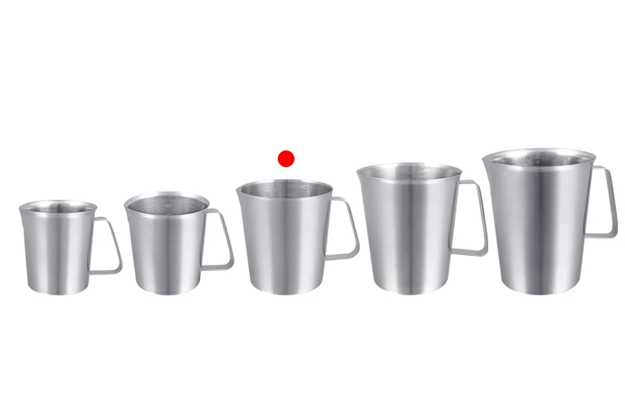 Edelstahlgefäß (inox) 1000ml mit Graduierung und Griff