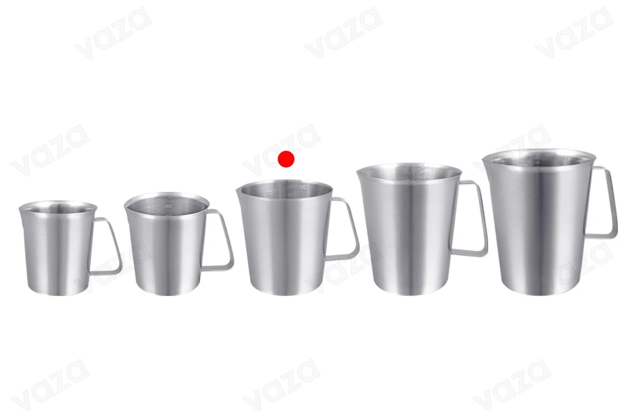 Edelstahlgefäß (inox) 1000ml mit Graduierung und Griff-