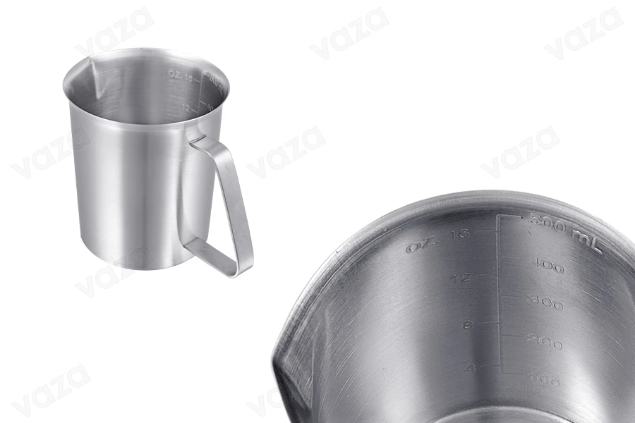 Stainless steel vessel (inox) 500 ml with graduation and handle Stainless steel vessel (inox) 500 ml with graduation and handle-image_group