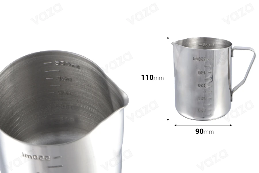 Ustensile en acier inoxydable (inox) 550 ml avec graduation et poignée Ustensile en acier inoxydable (inox) 550 ml avec graduation et poignée-εικόνα_διαστάσεις