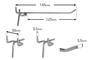 Γάντζος μονός για διάτρητο stand-λαμαρίνα 145 mm - 20 τμχ-3