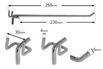Γάντζος μονός για διάτρητο stand-λαμαρίνα 255 mm - 20 τμχ Γάντζος μονός για διάτρητο stand-λαμαρίνα 255 mm - 20 τμχ