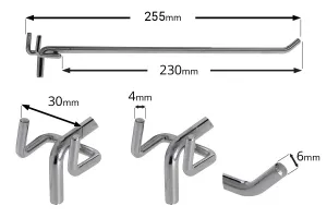 Γάντζος μονός για διάτρητο stand-λαμαρίνα 255 mm - 20 τμχ-3