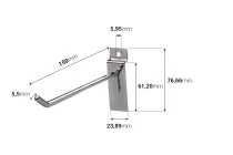 Single slatwall metal hook 150 mm Single slatwall metal hook 150 mm