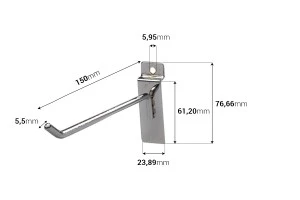 Single slatwall metal  hook 150 mm-2