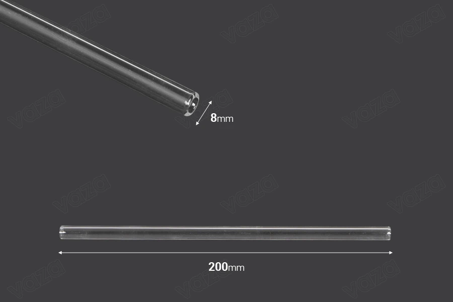 Cannucce di vetro trasparenti multiuso 200 x 8 mm - 10 pezzi.-dimensioni_immagine