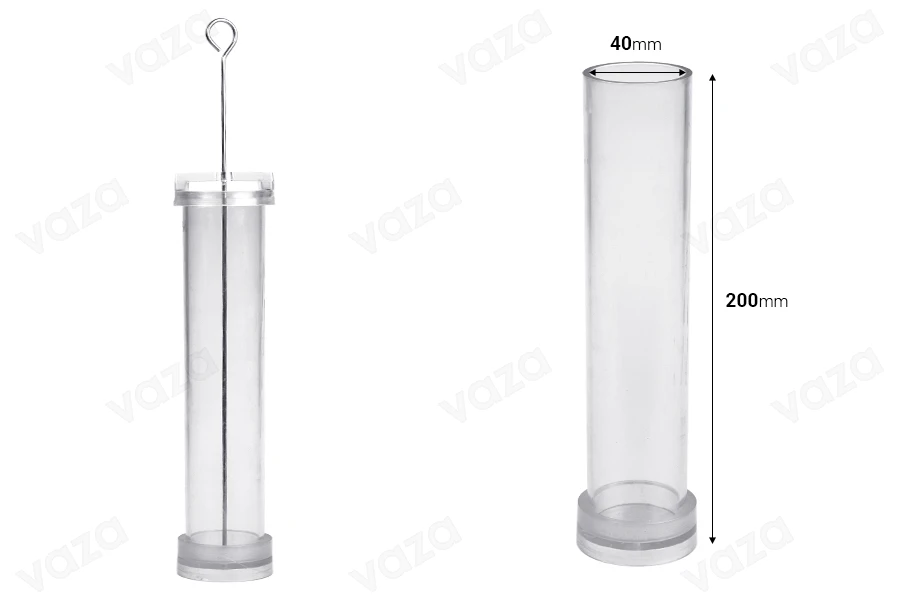 Plastic mold for candles Φ4x20 cm in cylindrical shape Plastic mold for candles Φ4x20 cm in cylindrical shape-image_dimensions