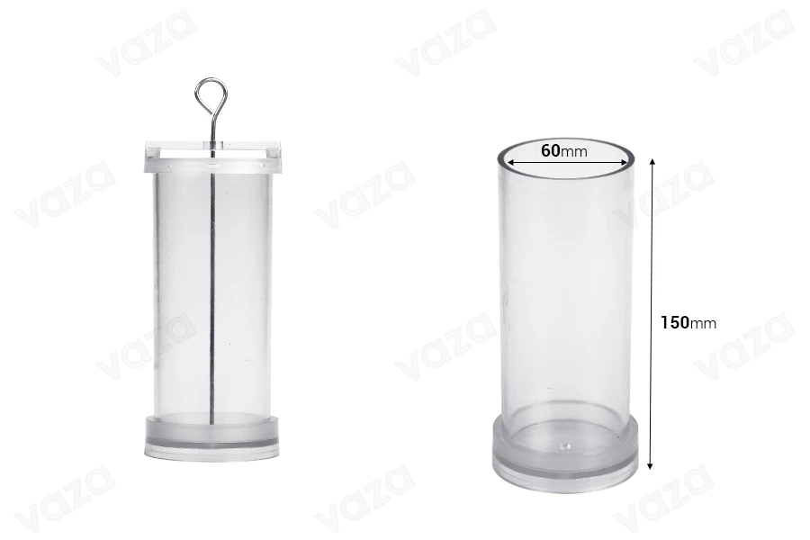 Plastic mold for candles Φ6x15 cm in cylindrical shape-εικόνα_διαστάσεις