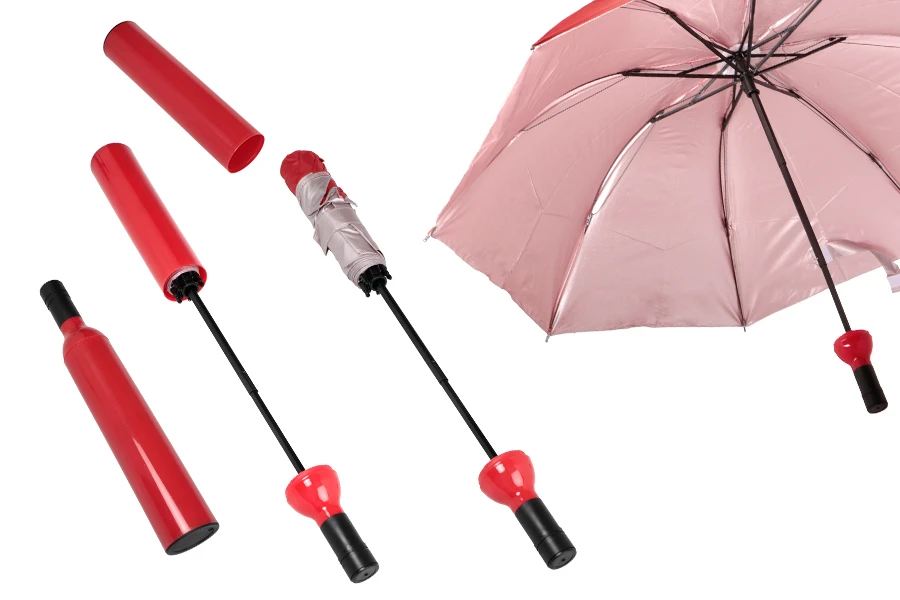 Parapluie pliant dans un étui en forme de bouteille-