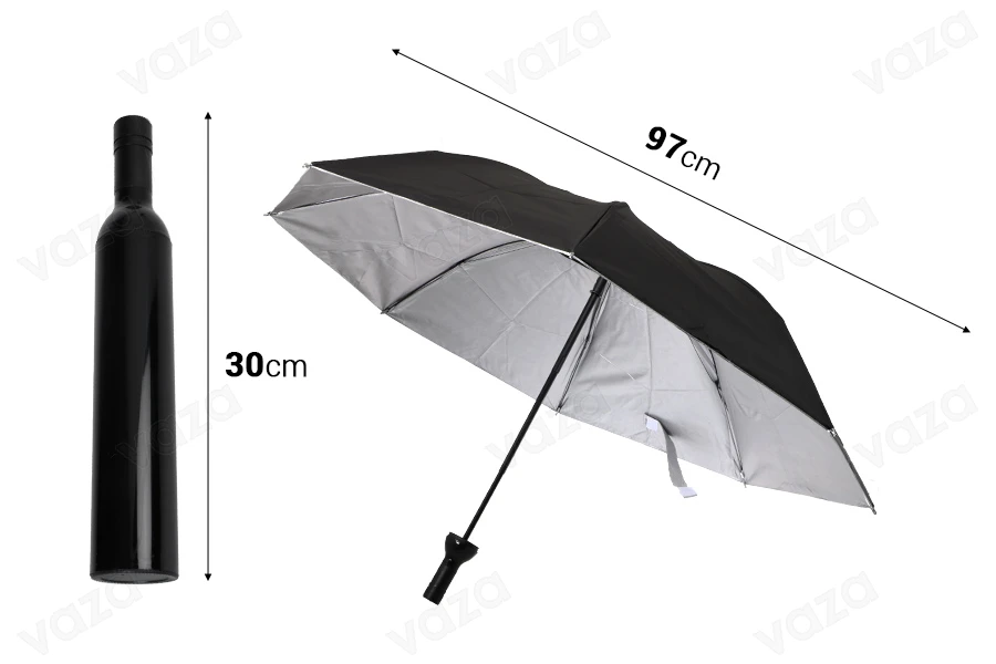 Parapluie pliant dans un étui en forme de bouteille Parapluie pliant dans un étui en forme de bouteille-photo_dimensions
