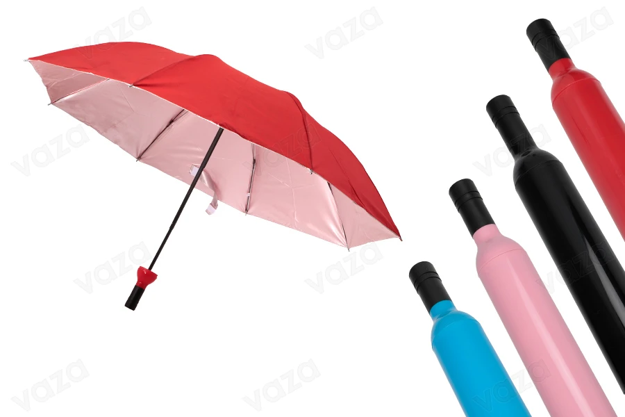 Parapluie pliant dans un étui en forme de bouteille Parapluie pliant dans un étui en forme de bouteille-photo_produit