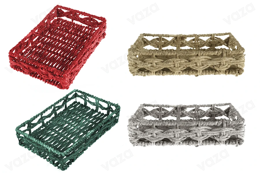 Panier rectangulaire en osier avec armature métallique, tricoté avec une doublure en roseau de différentes couleurs - 300 x 200 x 68 Panier rectangulaire en osier avec armature métallique, tricoté avec une doublure en roseau de différentes couleurs - 300 x 200 x 68-photo_produit
