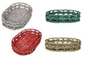 Oval wicker basket, maize woven with metal wire frame in many colors in size 212x294x67-1