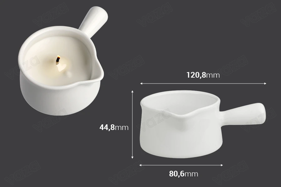 Kεραμικό δοχείο 140 ml με ρύγχος και λαβή για κερί μασάζ-εικόνα_διαστάσεις