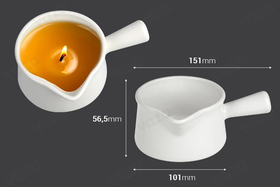 Ceramic jar 290 ml with spout and handle for massage wax-εικόνα_διαστάσεις