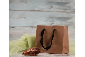Sac en papier kraft écologique - poignée noire avec lingerie ribbon de 20 mm 160 x 80 x 140-6