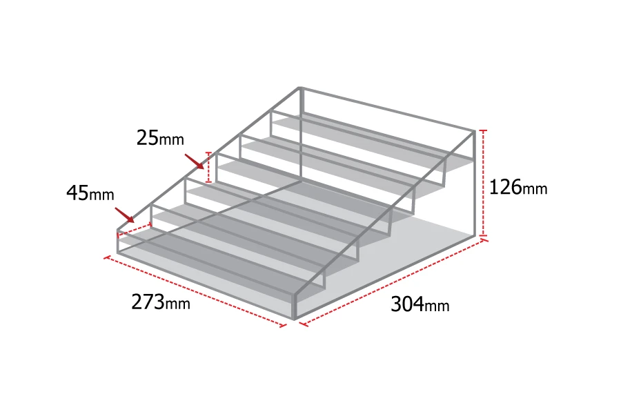 Σταντ (stand) plexiglass 273x304x126 mm - 6 επίπεδα