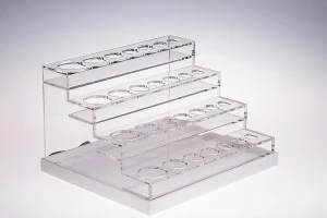 Σταντ (stand) plexiglass φωτιζόμενο με ταινία LED για μπουκαλάκια αιθέριων ελαίων διαφόρων χωρητικοτήτων και βάση λευκή ή μαύρη  - 28 θέσεων-3