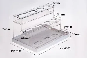 Σταντ (stand) plexiglass φωτιζόμενο με ταινία LED για μπουκαλάκια αρωματοποιίας και διαφορετικά σχέδια μπουκαλιών, βάση λευκή ή μαύρη - 12 θέσεων-2