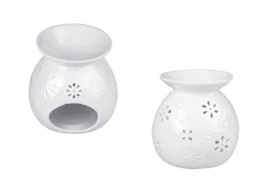 Brûleur en céramique de couleur blanche pour fondants de cire et huiles-1