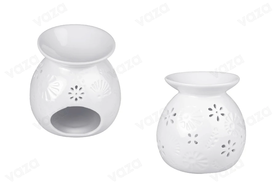 Bruciatore in ceramica di colore bianco per cialde di cera e oli-immagine_prodotto