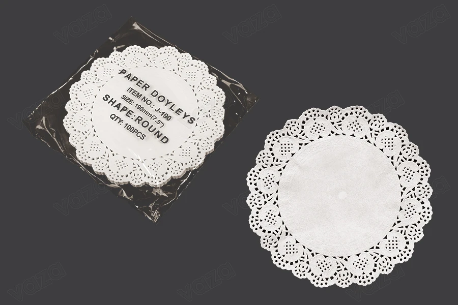 Tovagliette di carta in forma di pizzo, di colore bianco, larghezza 190 mm - 100 pezzi.-immagine_prodotto