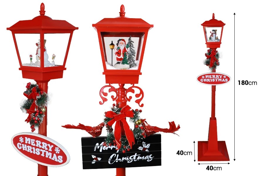 Decorative Christmas lantern with light and music - height 180 cm