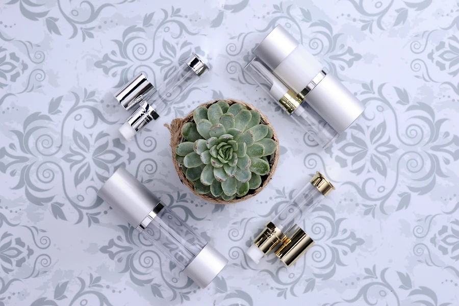 Airless σωληνάριο για κρέμα 5 ml χρυσό / ασημί Airless σωληνάριο για κρέμα 5 ml χρυσό / ασημί