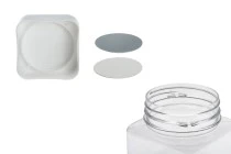 Βάζο για άλατα 520 ml, τετράγωνο, διάφανο, πλαστικό (PET) με άσπρο καπάκι και υψίσυχνο παρέμβυσμα