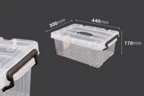 Κουτί αποθήκευσης 440x300x170 mm πλαστικό, διάφανο με χερούλι και κλείσιμο ασφαλείας